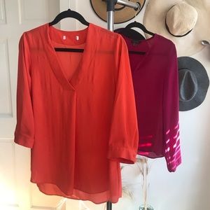 TWO BRIGHT COLOED BLOUSES